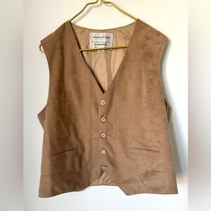 Vintage Angelsuede Luxury Polyester By Grais Tan Vegan Leather Vest Men’s Large